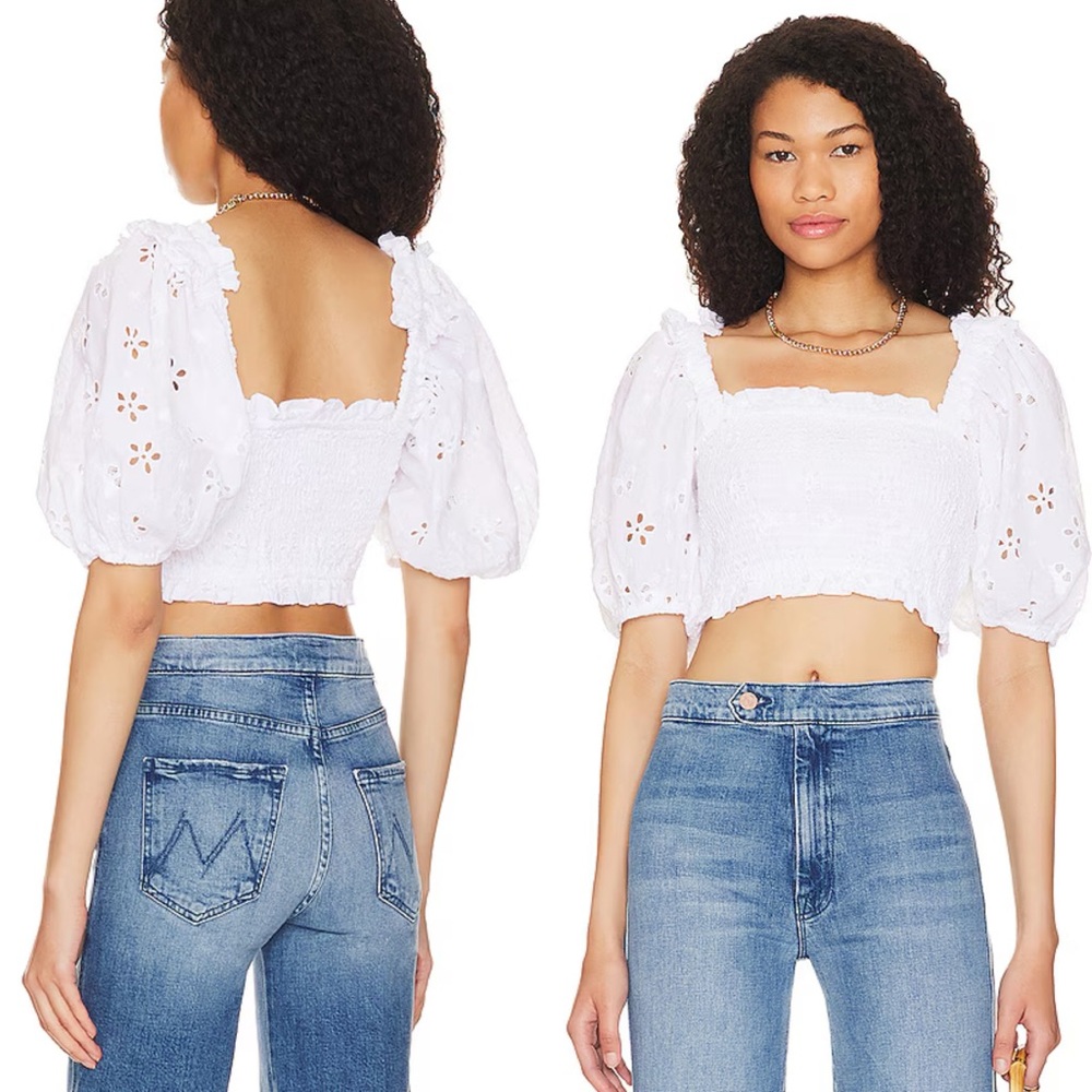 White Puff Sleeve Women's Top